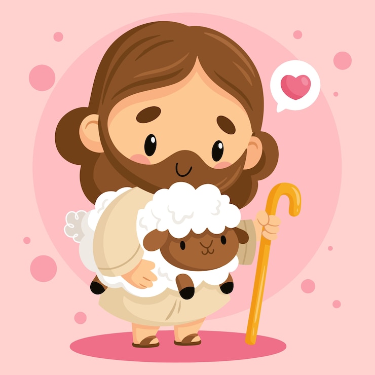Vector gratuito ilustración de jesús dibujada a mano por kawaii