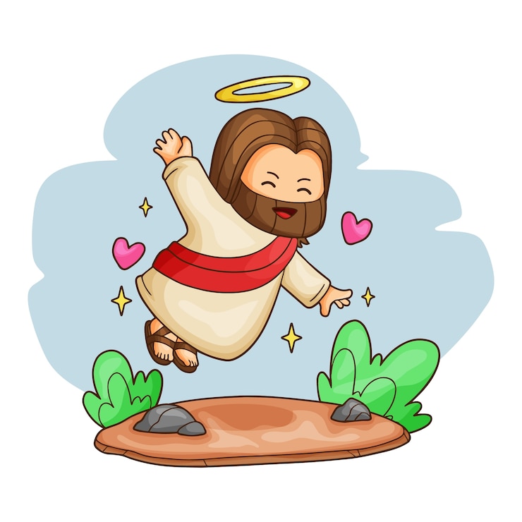 Vector gratuito ilustración de jesús dibujada a mano por kawaii