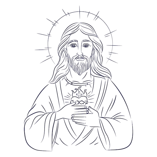 Ilustración de Jesús dibujada a mano