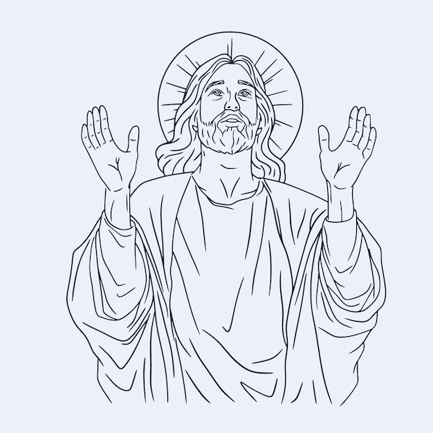 Vector gratuito ilustración de jesús dibujada a mano