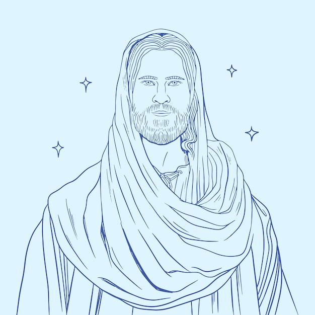 Vector gratuito ilustración de jesús dibujada a mano