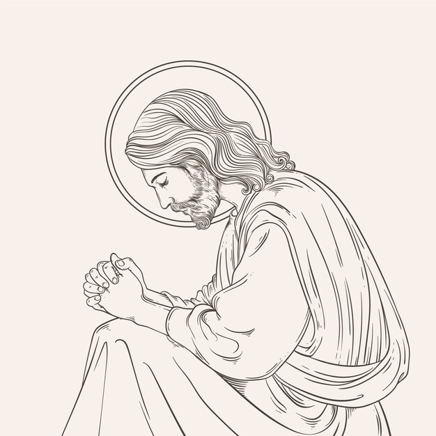 Ilustración de Jesús dibujada a mano