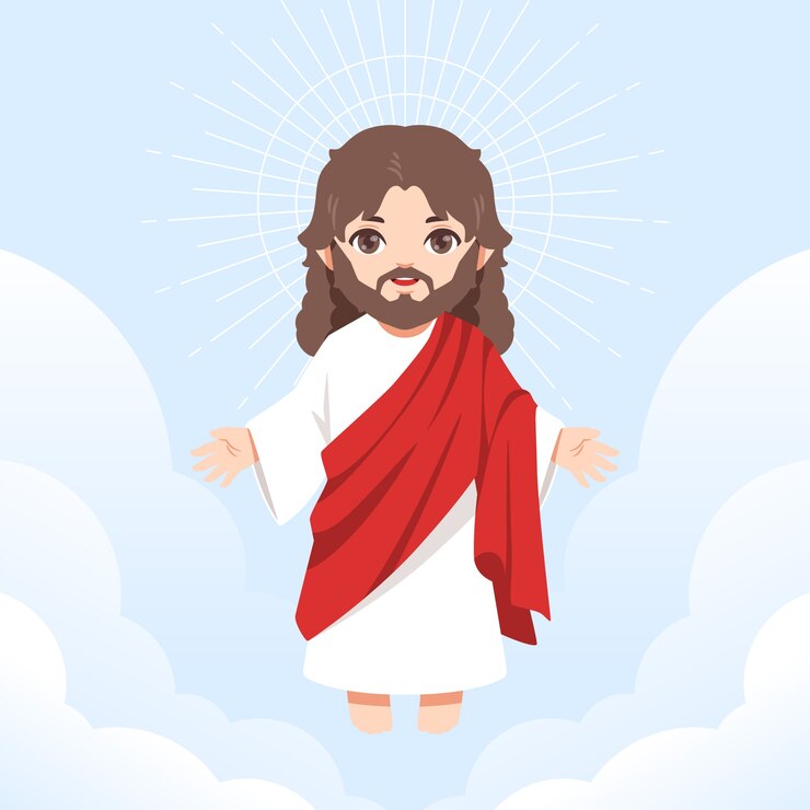 Vector gratuito ilustración de jesús kawaii dibujado a mano