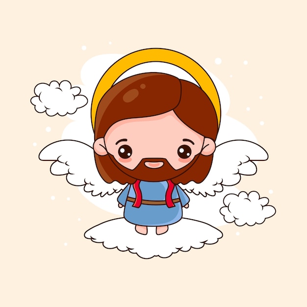 Ilustración de jesús kawaii dibujado a mano