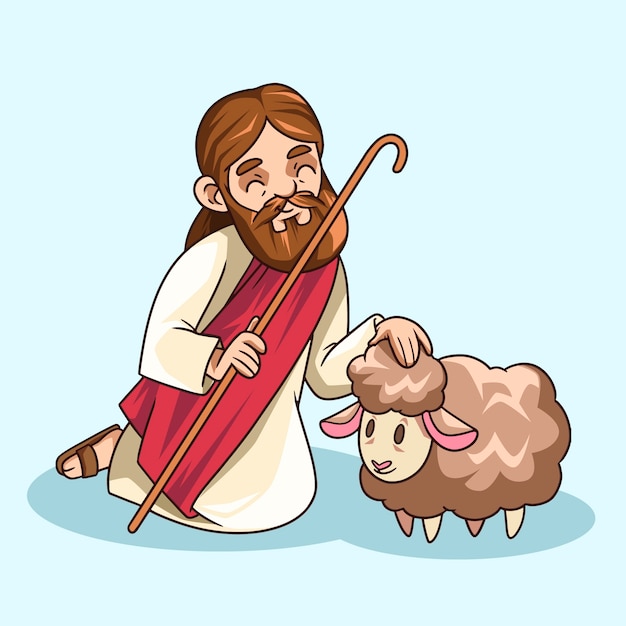 Ilustración de jesús kawaii dibujado a mano