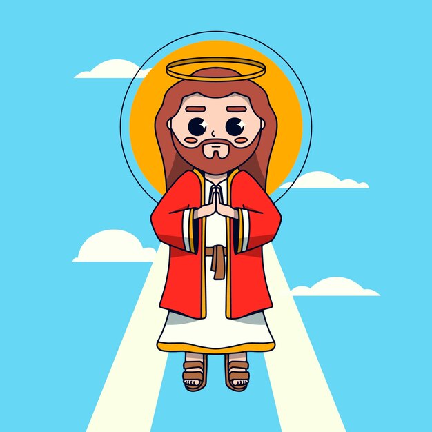Ilustración de jesús kawaii dibujado a mano