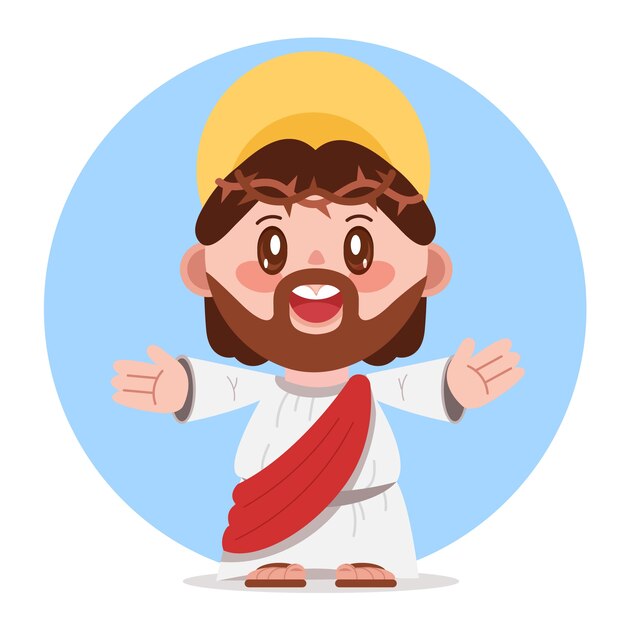 Ilustración de jesús kawaii dibujado a mano