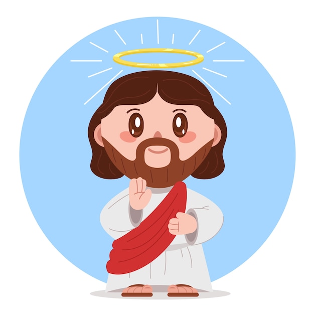 Vector gratuito ilustración de jesús kawaii dibujado a mano