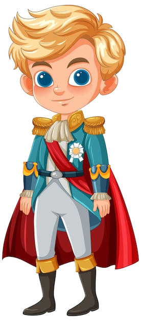 Ilustración de un joven príncipe con trajes reales