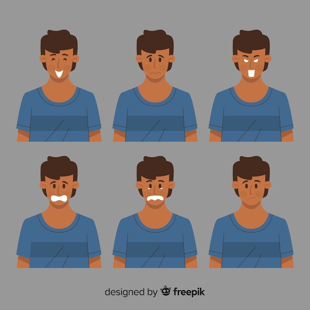Ilustración de jóvenes con diferentes emociones.