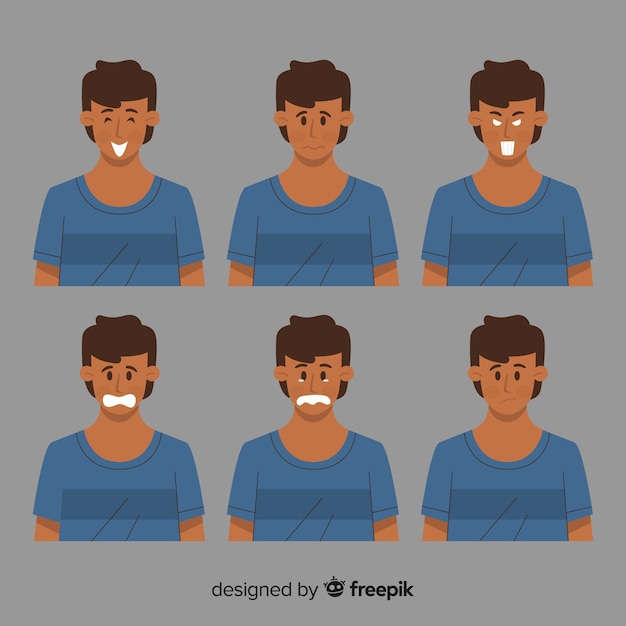 Vector gratuito ilustración de jóvenes con diferentes emociones.