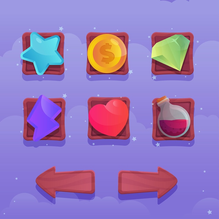 Vector gratuito ilustración del juego botón objetos que se pueden utilizar para crear diferentes juegos