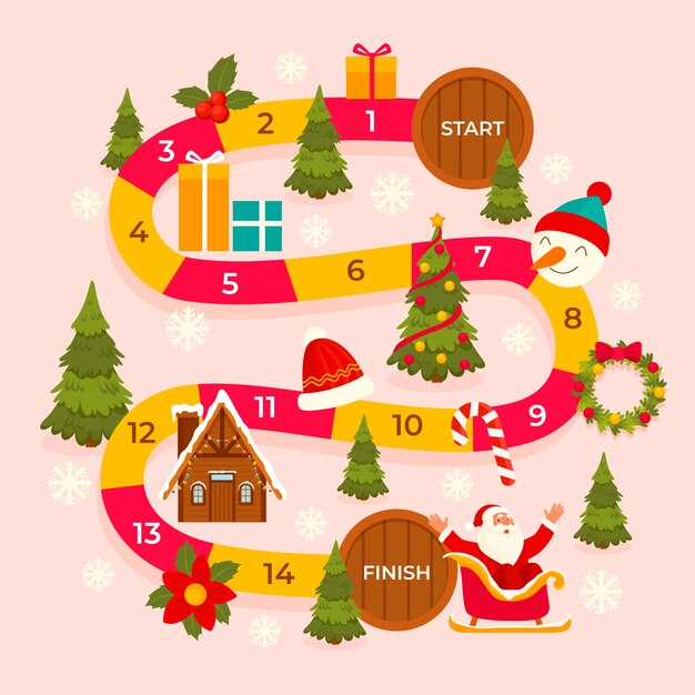 Ilustración de juego de celebración de navidad plana