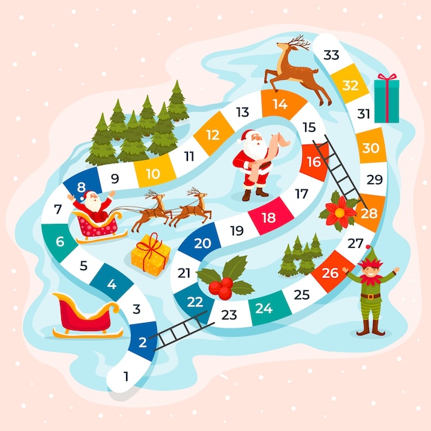 Ilustración de juego de celebración de navidad plana