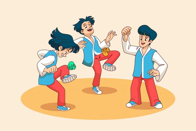 Ilustración de juegos coreanos dibujados a mano