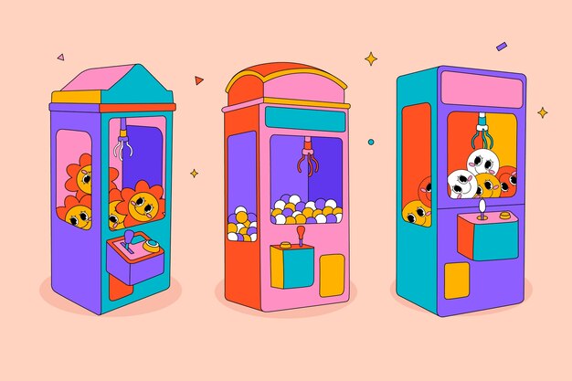 Ilustración de juegos retro dibujados a mano
