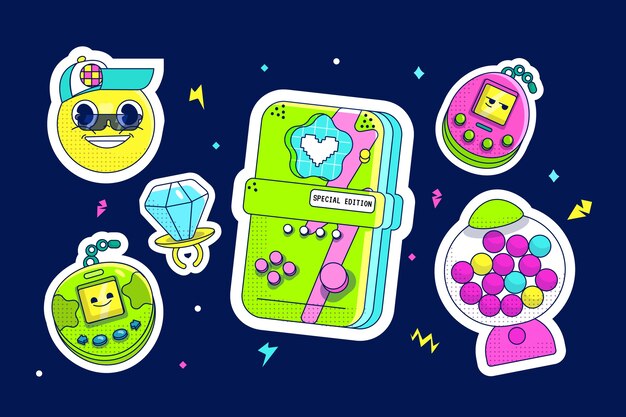 Ilustración de juegos retro dibujados a mano