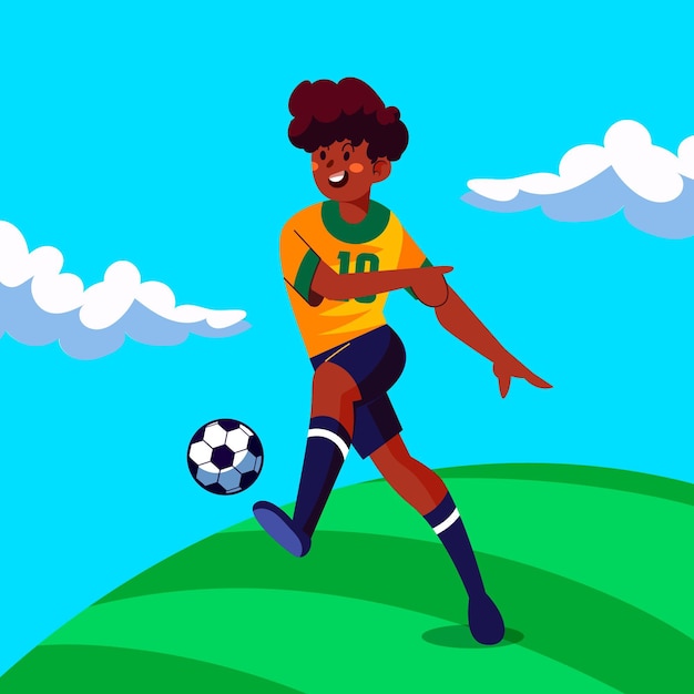 Ilustración de jugador de fútbol sudamericano de dibujos animados