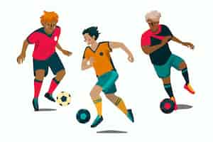 Vector gratuito ilustración de jugadores de fútbol de dibujos animados