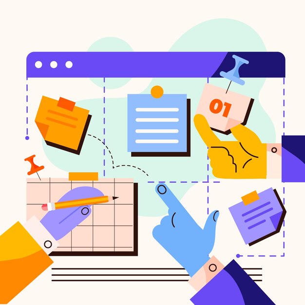 Ilustración de kanban de diseño plano dibujado a mano