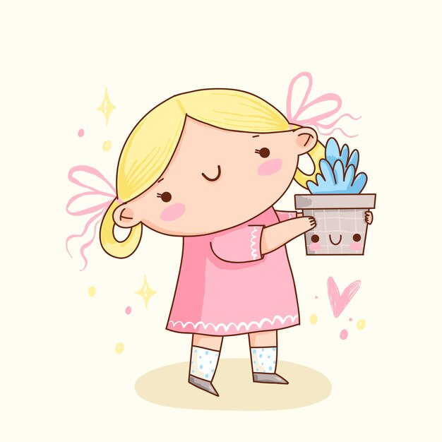 Ilustración kawaii dibujada a mano