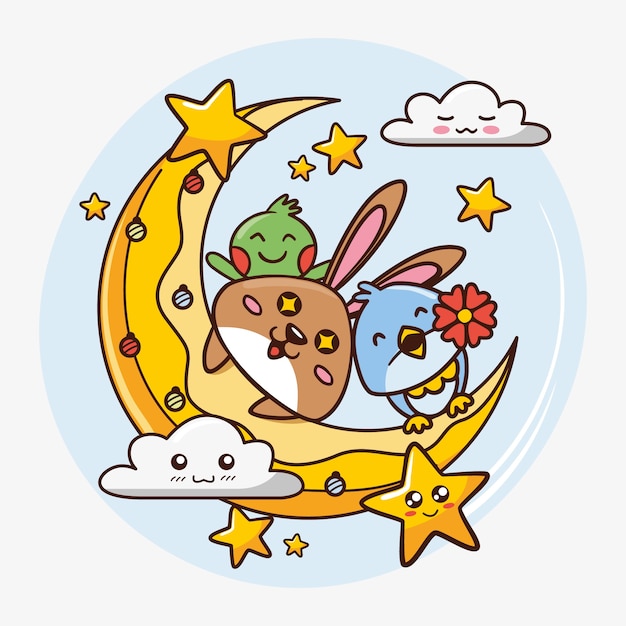 Ilustración kawaii dibujada a mano