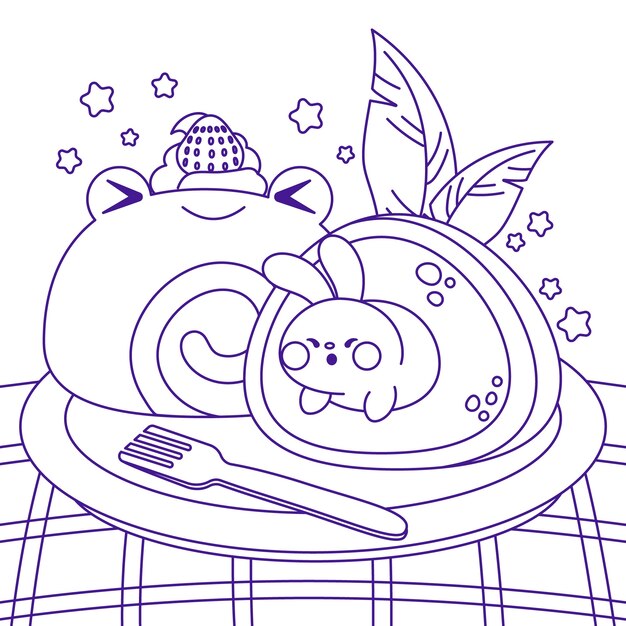 Ilustración de kawaii dibujada a mano
