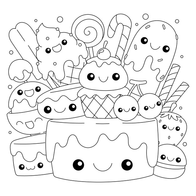 Ilustración de kawaii dibujada a mano