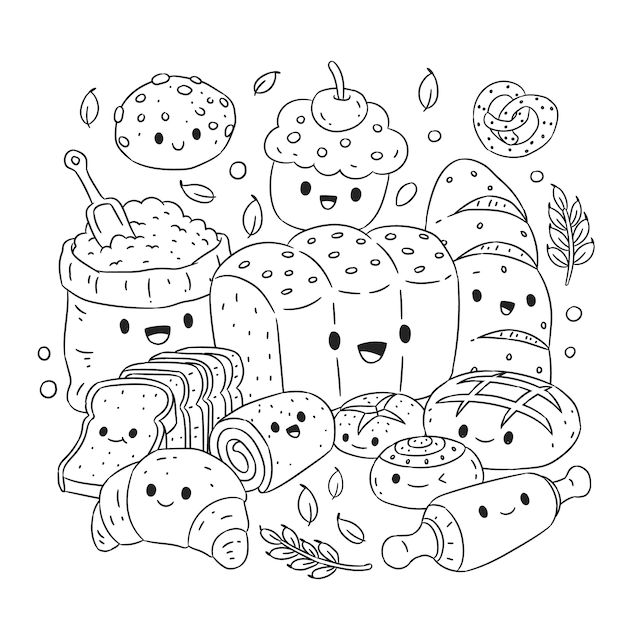 Ilustración kawaii dibujada a mano