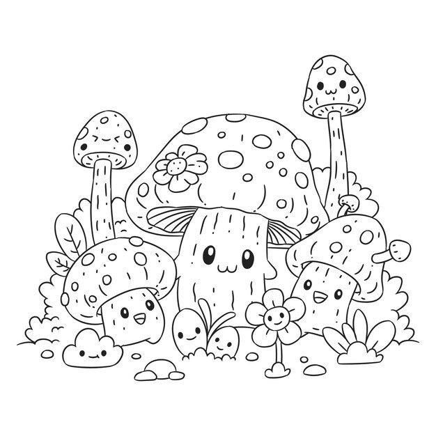 Ilustración kawaii dibujada a mano