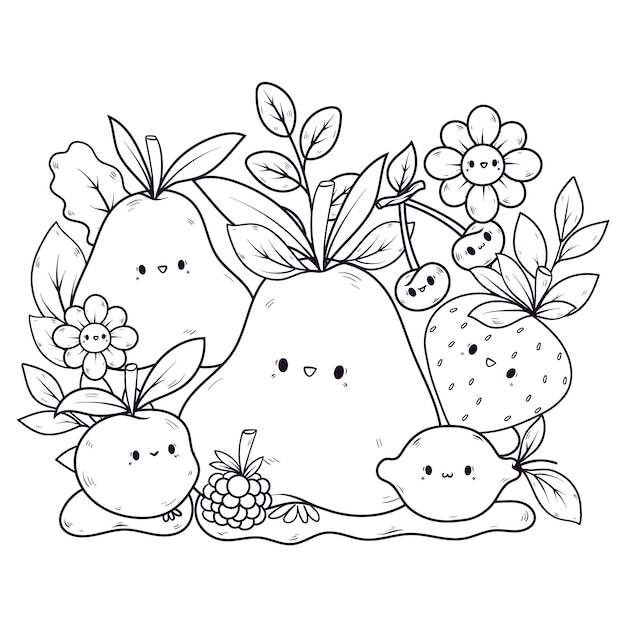 Ilustración de kawaii dibujada a mano.