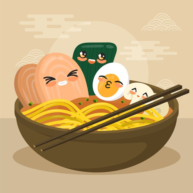 Ilustración kawaii de diseño plano dibujado a mano