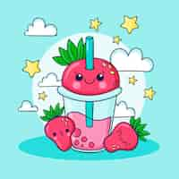 Vector gratuito ilustración kawaii plana dibujada a mano