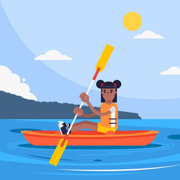 Ilustración de kayak dibujado a mano