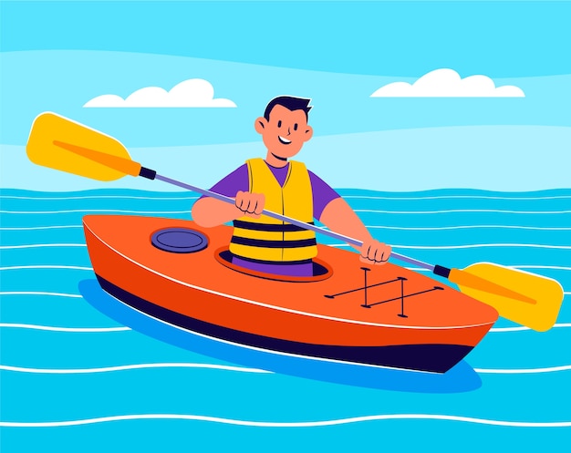 Ilustración de kayak dibujado a mano