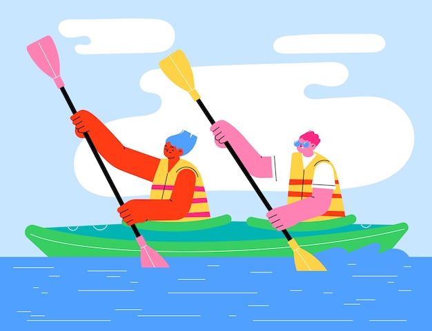 Ilustración de kayak dibujado a mano