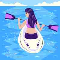 Vector gratuito ilustración de kayak de diseño plano dibujado a mano