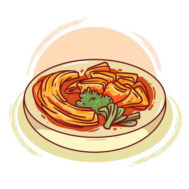 Ilustración de kimchi dibujado a mano