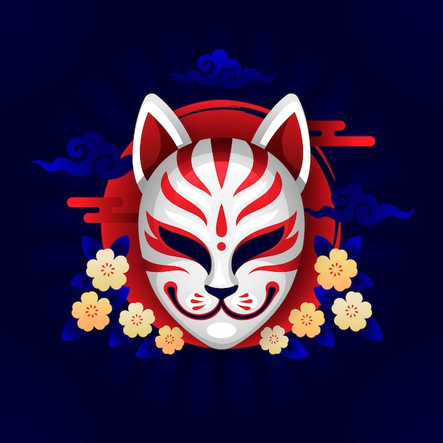 Vector gratuito ilustración de kitsune degradado