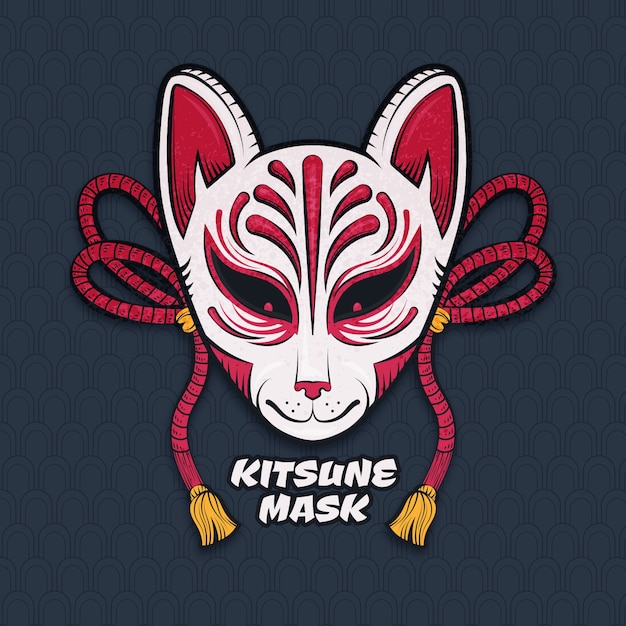 Vector gratuito ilustración kitsune dibujada a mano