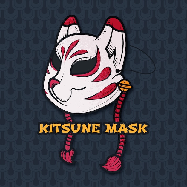 Ilustración kitsune dibujada a mano