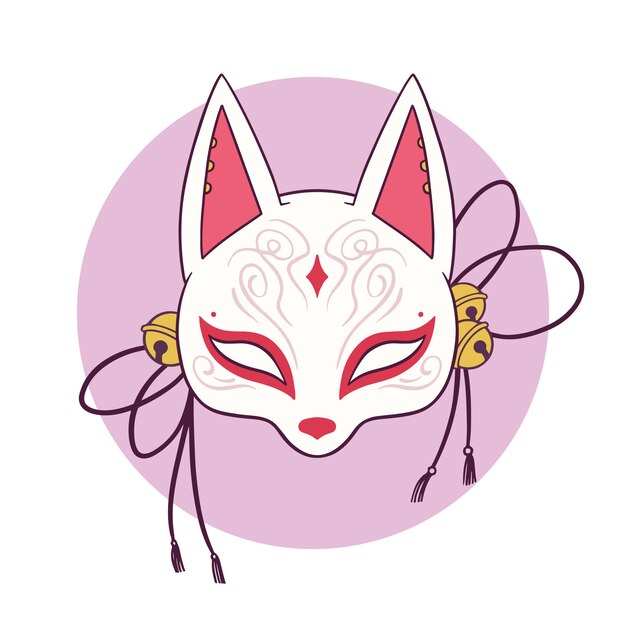 Ilustración kitsune dibujada a mano