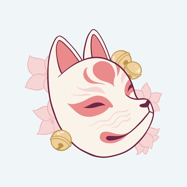 Ilustración kitsune dibujada a mano