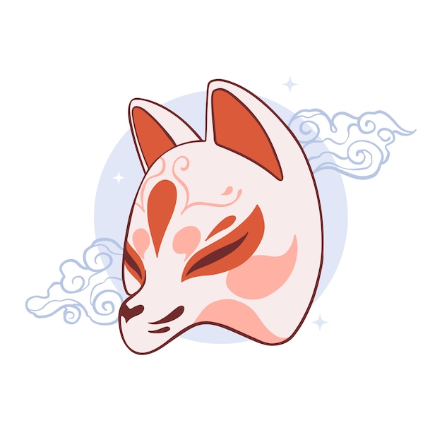 Vector gratuito ilustración kitsune dibujada a mano