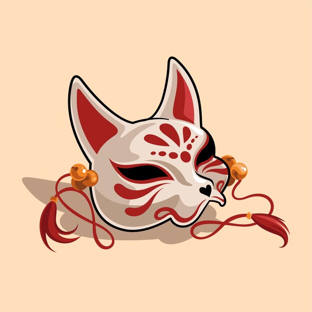 Ilustración kitsune dibujada a mano