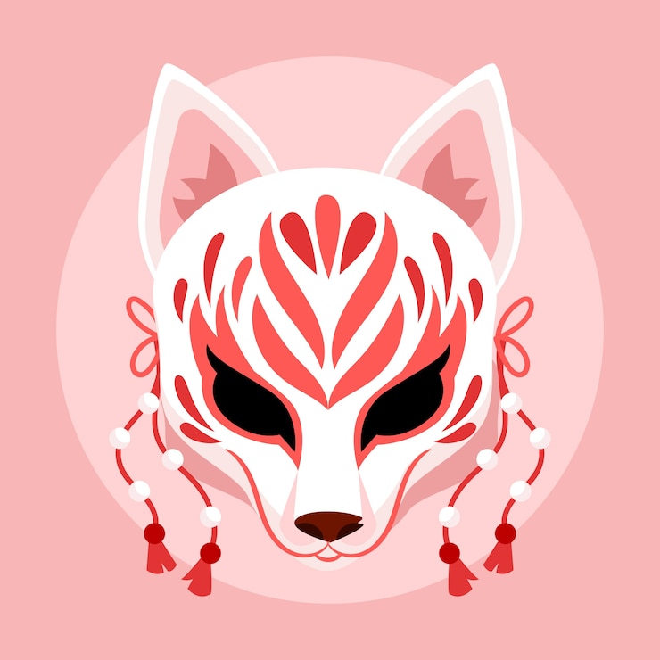 Vector gratuito ilustración kitsune dibujada a mano