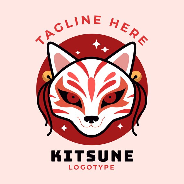 Ilustración kitsune dibujada a mano