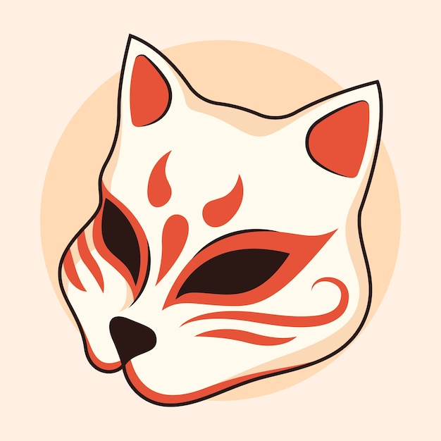 Ilustración de kitsune de diseño plano dibujado a mano