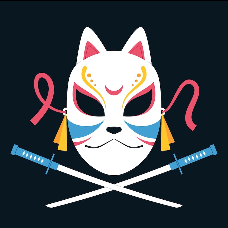 Vector gratuito ilustración de kitsune de diseño plano