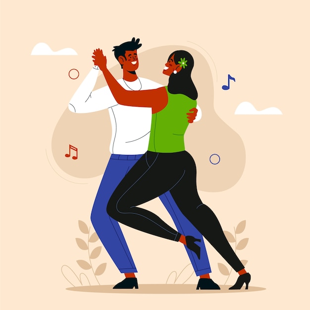 Ilustración de kizomba de diseño plano dibujado a mano